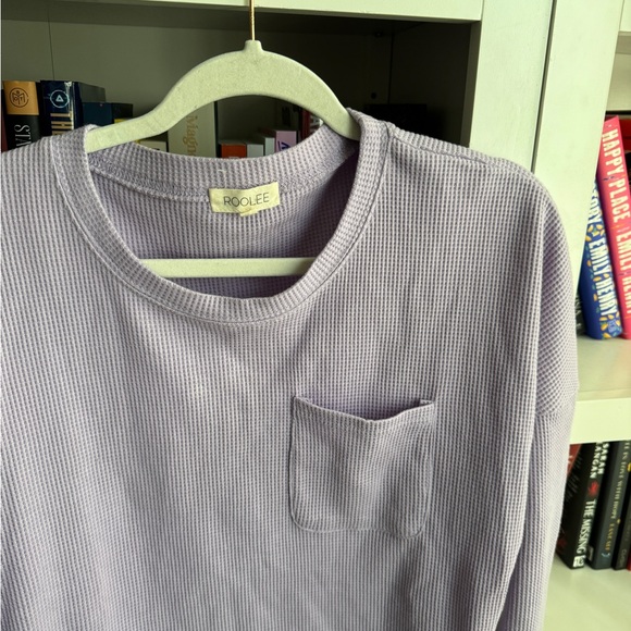 Roolee lavendar thermal waffle knit sweatshirt joggers matching lounge set - Picture 2 of 6